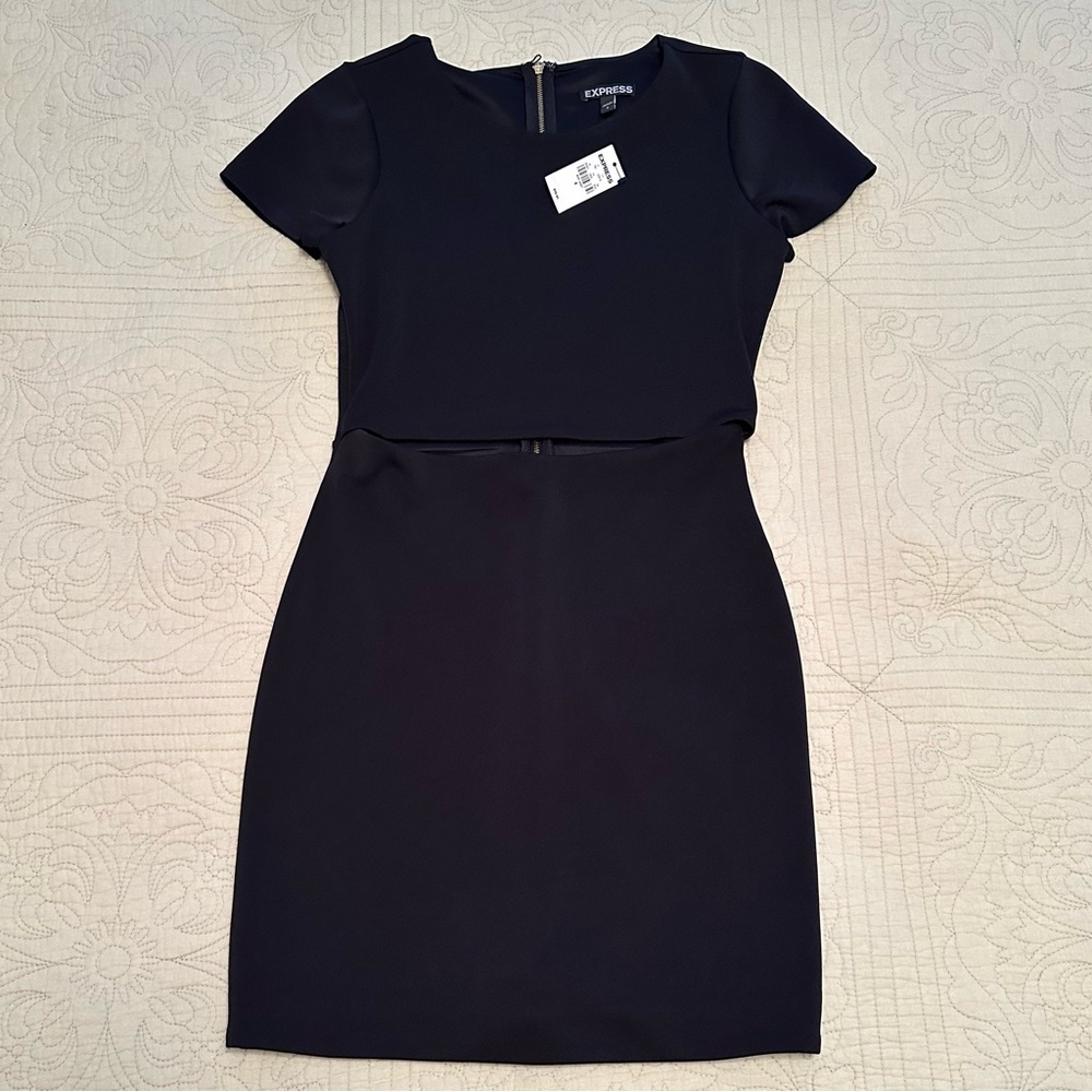 Express Short Sleeve Black Cut Out Mini Dress, 4